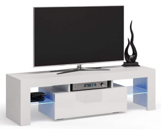 Shoptop TV stolek DEKO RTV 140CM bílý lesk/sklo